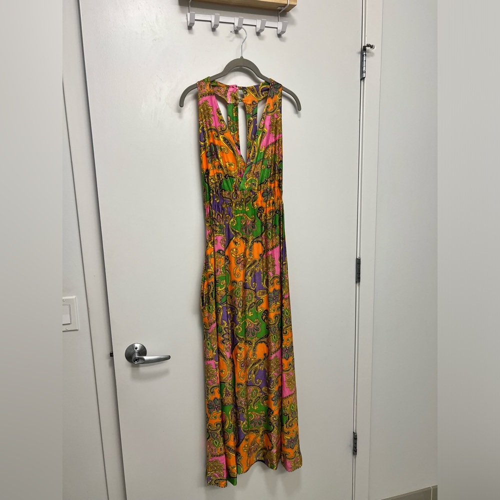 70s Psychedelic Backless Maxi Sundress